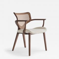  SIMONINI Lotus Chair Solid Wood Chair with Arms Walnut and Hexagonal Cane by Simonini - 4826146