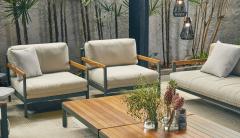  SIMONINI Lounge Style Minimalist Armchair Indoor or Outdoor Hardwood Metal and Rope - 2248739