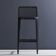  SIMONINI Minimal Style Bar Stool in Solid wood Textiles or Leather Seat Black finish - 2031977