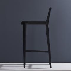  SIMONINI Minimal Style Bar Stool in Solid wood Textiles or Leather Seat Black finish - 2022698