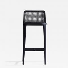  SIMONINI Minimal Style Bar Stool in Solid wood Textiles or Leather Seat Black finish - 2024052