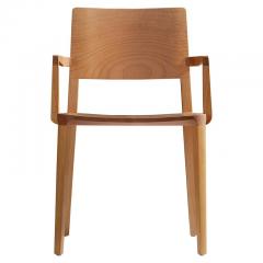  SIMONINI Minimalist Modern Chair in Natural Solid Wood with Arms - 1958929