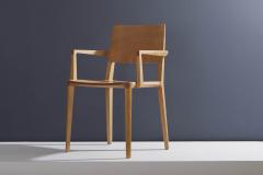  SIMONINI Minimalist Modern Chair in Natural Solid Wood with Arms - 2248589