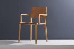  SIMONINI Minimalist Modern Chair in Natural Solid Wood with Arms - 2043451