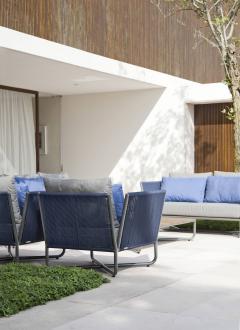  SIMONINI Minimalist Modern Outdoor Armchair Metal with Nautical Rope Pattern - 2248743