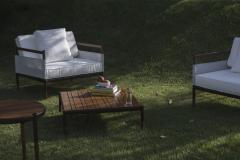  SIMONINI Minimalist Outdoor Lounge Chair in Hardwood Metal and Fabric - 2248688