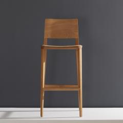  SIMONINI Minimalist Style Stool in Natural Solid Wood Leather Seating - 2043294