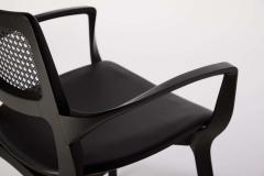  SIMONINI Post Modern style Aurora chair in black ebonized with cane back and leather - 2680502