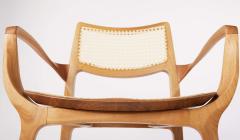  SIMONINI Post Modern style Aurora chair in sculpted solid wood with cane back and leather - 2680447