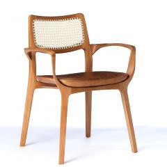  SIMONINI Post Modern style Aurora chair in sculpted solid wood with cane back and leather - 2680454