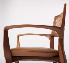  SIMONINI Post Modern style Aurora chair in sculpted walnut finish with cane and leather - 2680430