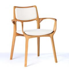  SIMONINI Post Modern style Aurora chair in sculpted walnut finish with cane and leather - 2680433