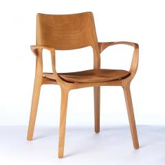  SIMONINI Post Modern style Aurora chair in sculpted walnut finish with cane and leather - 2680437