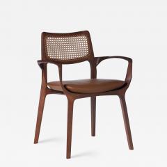  SIMONINI Post Modern style Aurora chair in sculpted walnut finish with cane and leather - 2710047