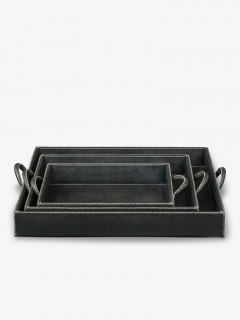  SOL Y LUNA NEST OF THREE LEATHER TRAYS - 3027140