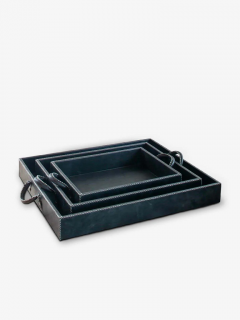  SOL Y LUNA NEST OF THREE LEATHER TRAYS - 3027143