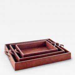  SOL Y LUNA NEST OF THREE LEATHER TRAYS - 3034410