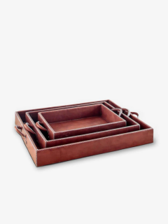  SOL Y LUNA NEST OF THREE LEATHER TRAYS - 3572032