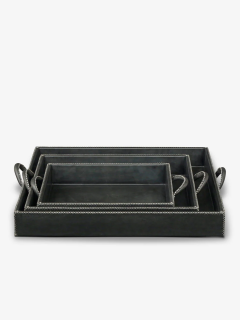  SOL Y LUNA NEST OF THREE LEATHER TRAYS - 3572073