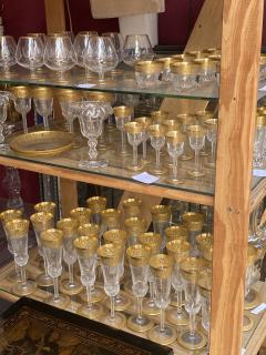  ST LOUIS 1950s St Louis Thistle Crystal Service 310 Pieces Including 44 Roemers - 4395262