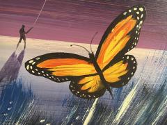  STANECK MOD PAINTING OF LOVE CHILD BLOWING A BUBBLE FLOWERS BALLOONS BUTTERFLY - 4140653