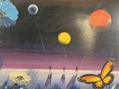  STANECK MOD PAINTING OF LOVE CHILD BLOWING A BUBBLE FLOWERS BALLOONS BUTTERFLY - 4140654