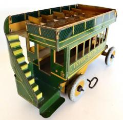  STRAUSS Antique Toy Wind Up Double Decker Bus by Ferdinand Strauss Toy Co Circa 1925 - 3630889