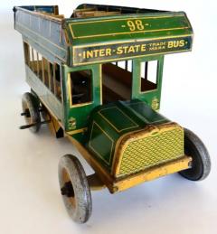  STRAUSS Antique Toy Wind Up Double Decker Bus by Ferdinand Strauss Toy Co Circa 1925 - 3630890