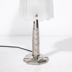  Sabino Art Glass Art Deco Waterfall Frosted Glass Table Lamp w Skyscraper Base signed Sabino - 3197826