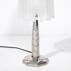  Sabino Art Glass Art Deco Waterfall Frosted Glass Table Lamp w Skyscraper Base signed Sabino - 3197829