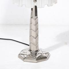  Sabino Art Glass Art Deco Waterfall Frosted Glass Table Lamp w Skyscraper Base signed Sabino - 3197909