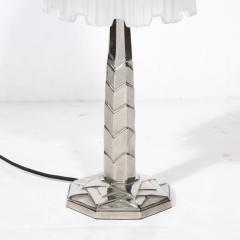  Sabino Art Glass Art Deco Waterfall Frosted Glass Table Lamp w Skyscraper Base signed Sabino - 3198006