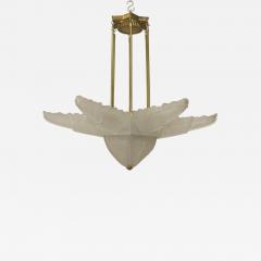  Sabino Art Glass French Art Deco Molded Frosted Glass 6 Sided Star Shaped Chandelier Sabino  - 470454