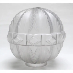  Sabino Art Glass Sabino Art Deco Lantern Chandelier Frosted Glass Nickeled Steel France 1920s - 3070104