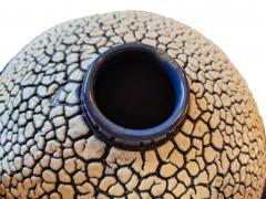  Saint Cl ment Art Deco Saint Cl ment Blue Crackle Spherical Vase Model 712 c 1930 - 4798936