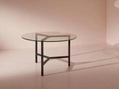  Saint Gobain A metal and glass round dining table Italy 1950s - 3510532