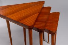  Salca Set of Nesting Tables in Wood and Brass Italy 1950s - 2257263