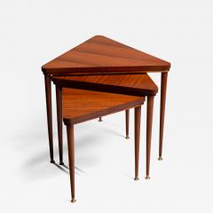  Salca Set of Nesting Tables in Wood and Brass Italy 1950s - 2259223