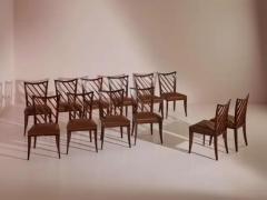  Salvati Tresoldi Salvati and Tresoldi set of 12 walnut and leather dining chairs Italy 1950s - 4013015