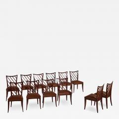  Salvati Tresoldi Salvati and Tresoldi set of 12 walnut and leather dining chairs Italy 1950s - 4015377