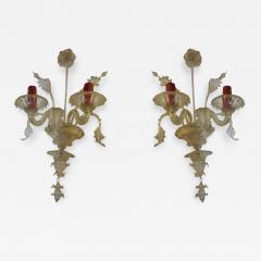  Salviati 1940s Pair of Murano Sconces attributed to Salviati - 2337230