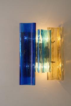  Salviati Pair of multicolor Murano glass wall lamps by Salviati Co Italy circa 1940s - 4488441