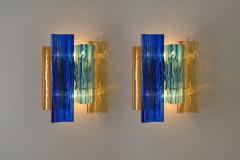  Salviati Pair of multicolor Murano glass wall lamps by Salviati Co Italy circa 1940s - 4488445