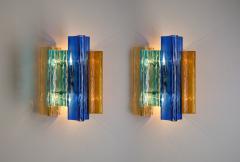  Salviati Pair of multicolor Murano glass wall lamps by Salviati Co Italy circa 1940s - 4488446