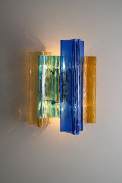  Salviati Pair of multicolor Murano glass wall lamps by Salviati Co Italy circa 1940s - 4488448