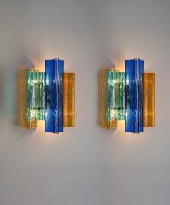  Salviati Pair of multicolor Murano glass wall lamps by Salviati Co Italy circa 1940s - 4488449