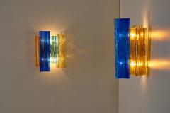  Salviati Pair of multicolor Murano glass wall lamps by Salviati Co Italy circa 1940s - 4488450