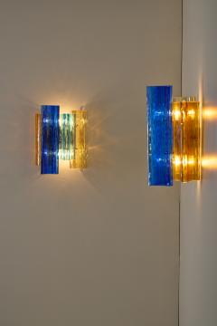  Salviati Pair of multicolor Murano glass wall lamps by Salviati Co Italy circa 1940s - 4488451