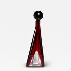  Salviati RUBY RED AND CLEAR MURANO GLASS SOMMERSO BOTTLE BY SALVIATI - 3479254