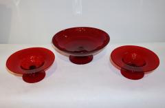  Salviati Salviati 1940s Italian Antique Ruby Red Murano Art Glass Compote Dish or Bowl - 987327